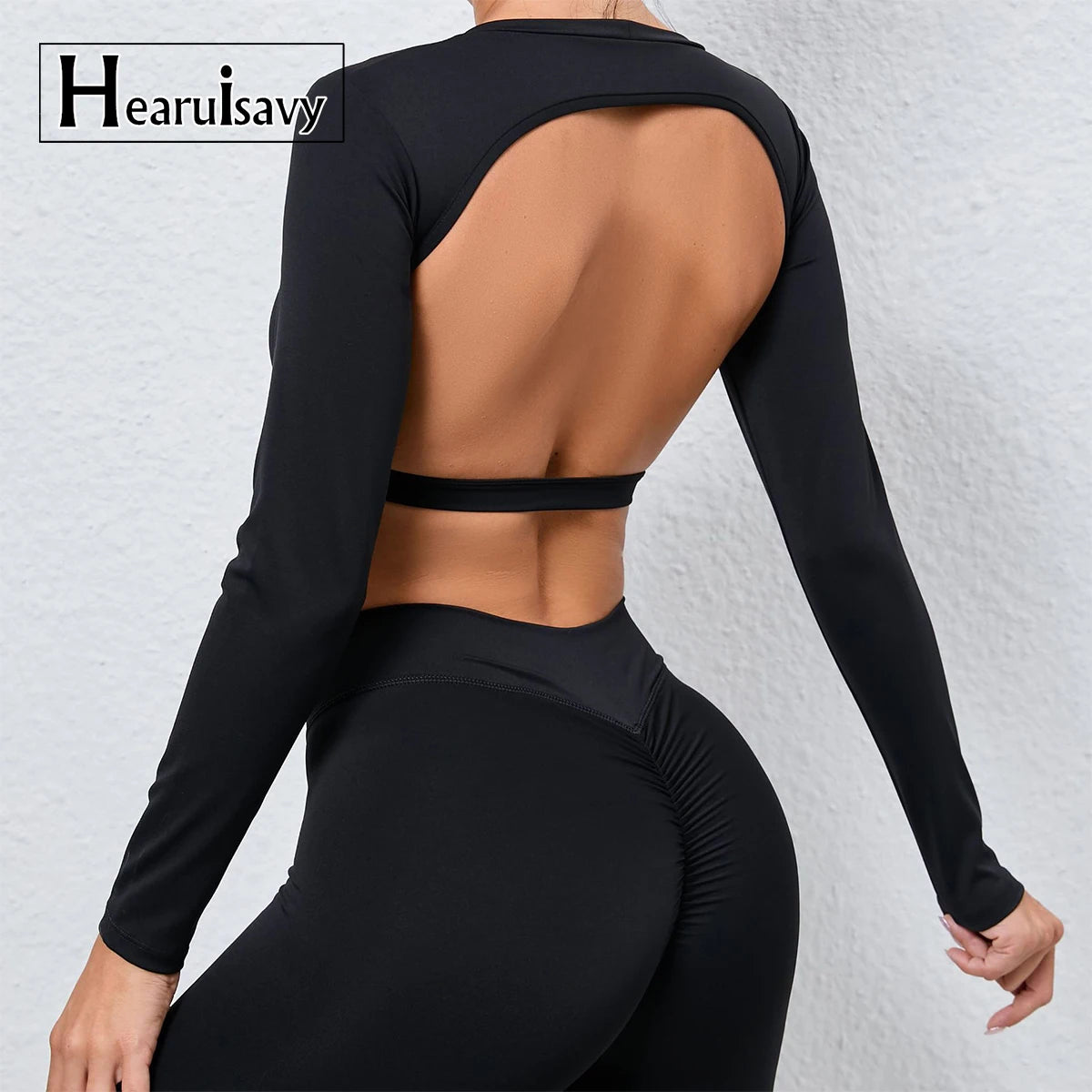 Sexy Long Sleeve Backless Yoga Top – Women's Breathable Fitness Crop Top, Quick-Dry Sportswear