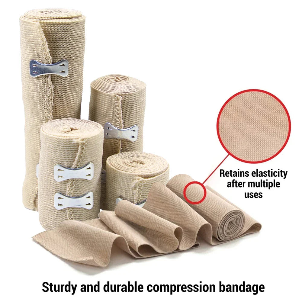 Premium Elastic Compression Bandage Wrap - Latex-Free, Self-Closure, Ideal for Sports & First Aid