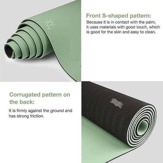 High-Quality Thick Two-Color TPE Yoga Mat – Non-Slip, 180x57cm for Home Fitness