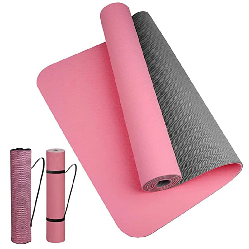 High-Quality Thick Two-Color TPE Yoga Mat – Non-Slip, 180x57cm for Home Fitness