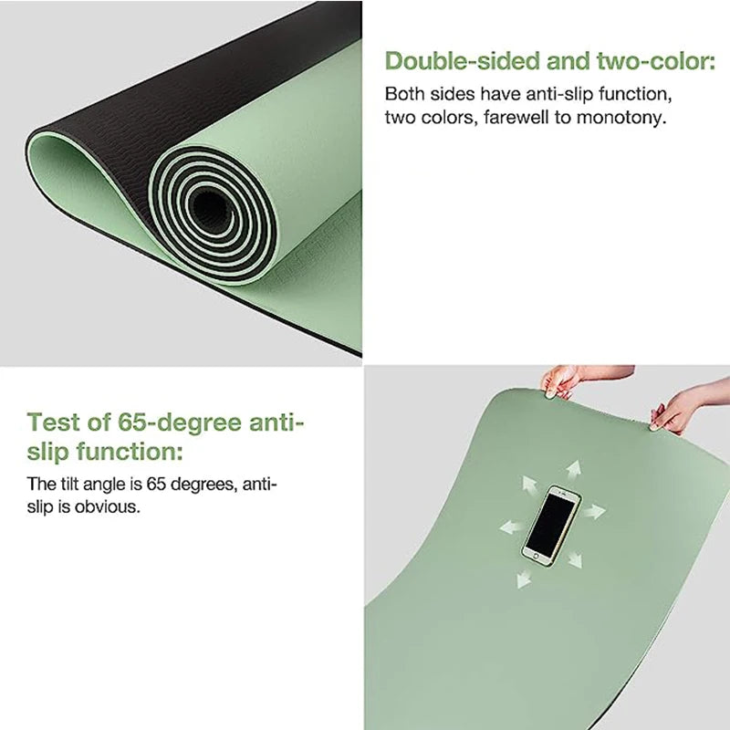 High-Quality Thick Two-Color TPE Yoga Mat – Non-Slip, 180x57cm for Home Fitness