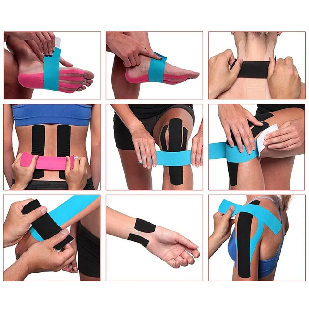 5M Breathable Cotton Kinesiology Tape - Elastic Muscle Support for Injury & Pain Relief