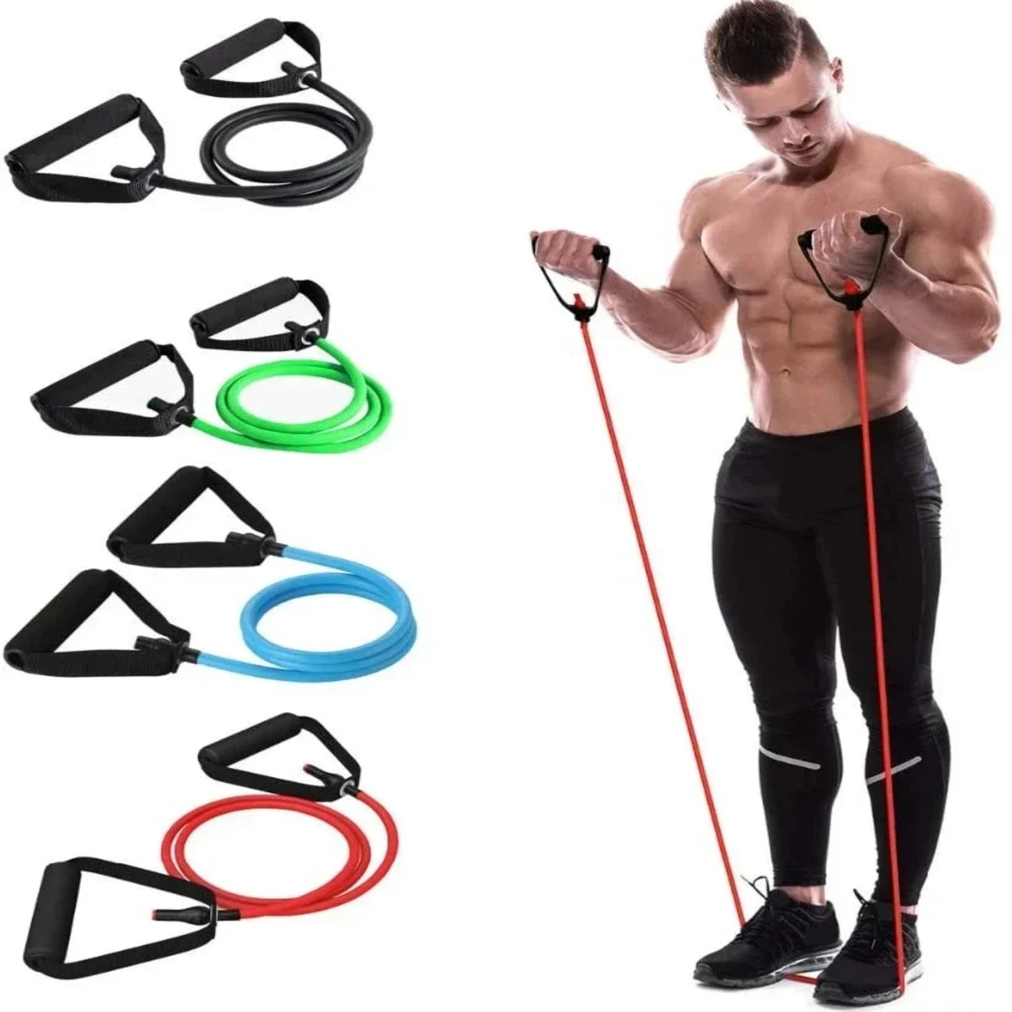 Multifunction Resistance Bands with Handles – Hot Yoga & Gym Muscle Training