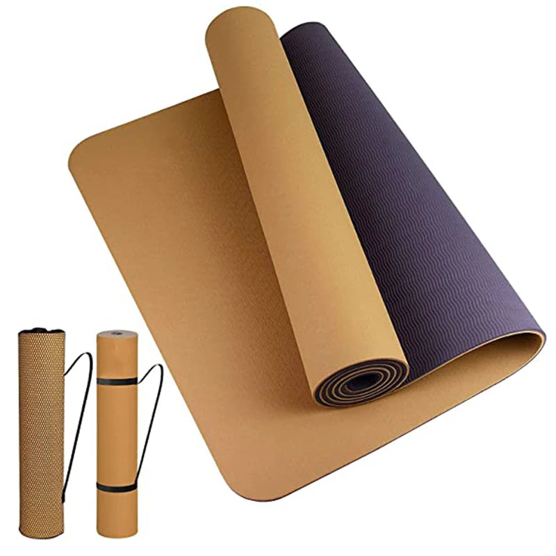 High-Quality Thick Two-Color TPE Yoga Mat – Non-Slip, 180x57cm for Home Fitness