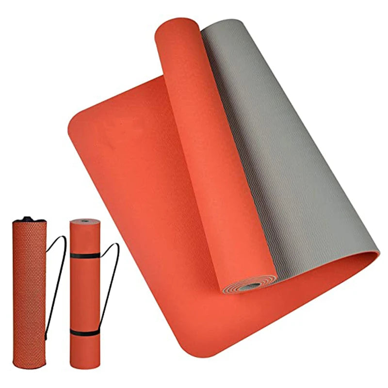 High-Quality Thick Two-Color TPE Yoga Mat – Non-Slip, 180x57cm for Home Fitness