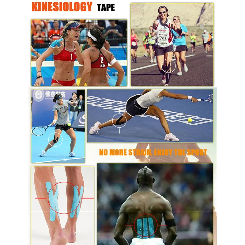 5M Breathable Cotton Kinesiology Tape - Elastic Muscle Support for Injury & Pain Relief