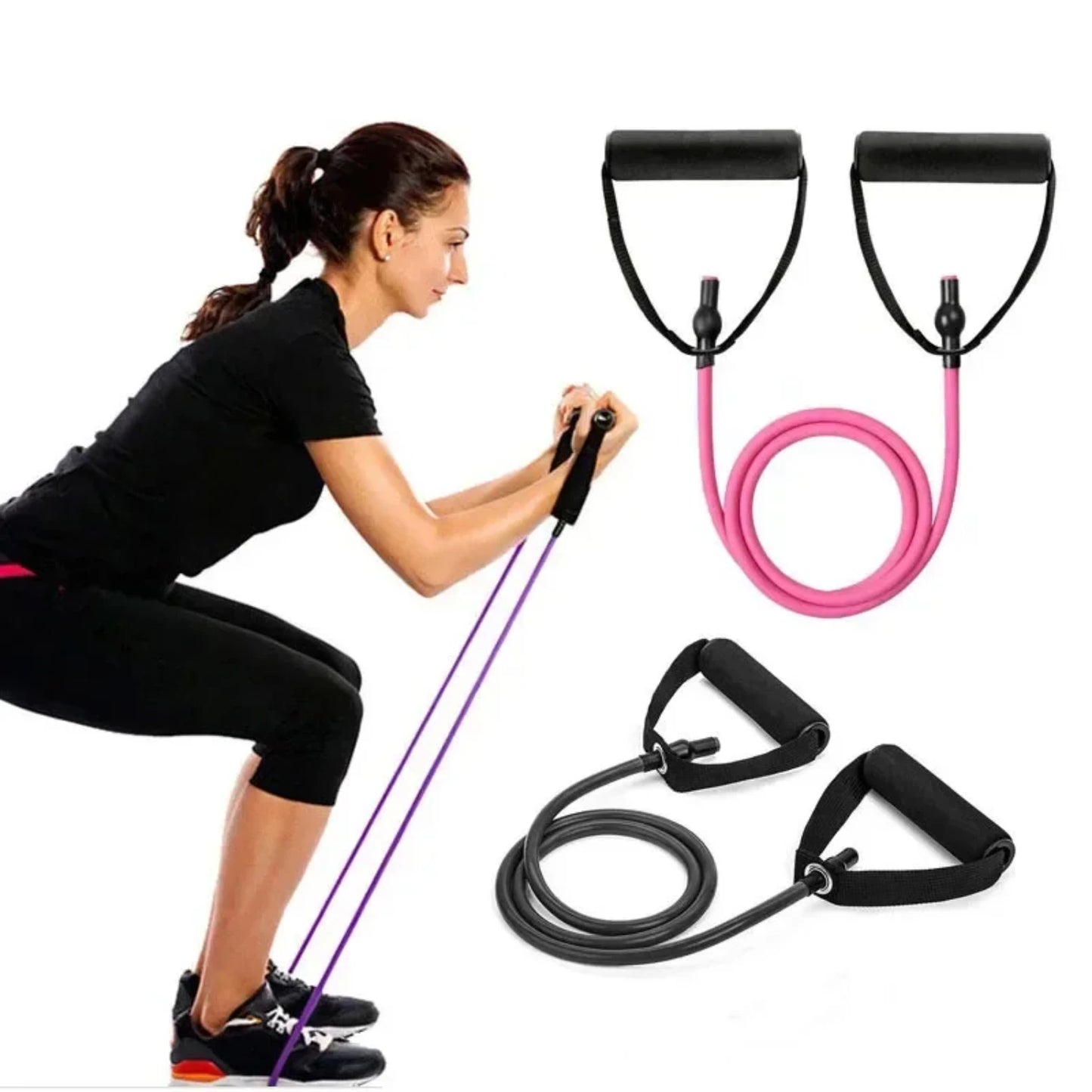 Multifunction Resistance Bands with Handles – Hot Yoga & Gym Muscle Training