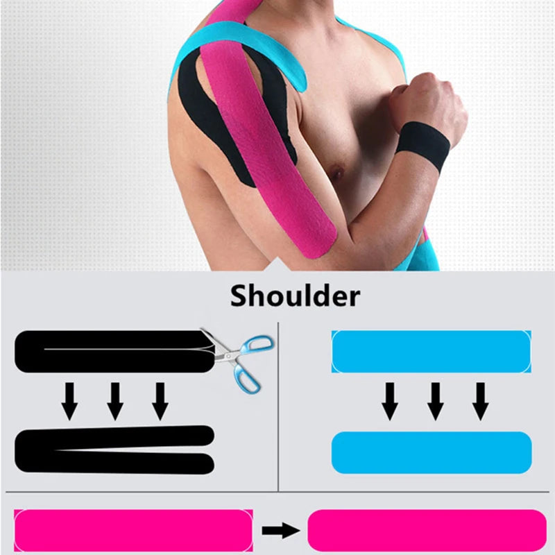 5M Breathable Cotton Kinesiology Tape - Elastic Muscle Support for Injury & Pain Relief