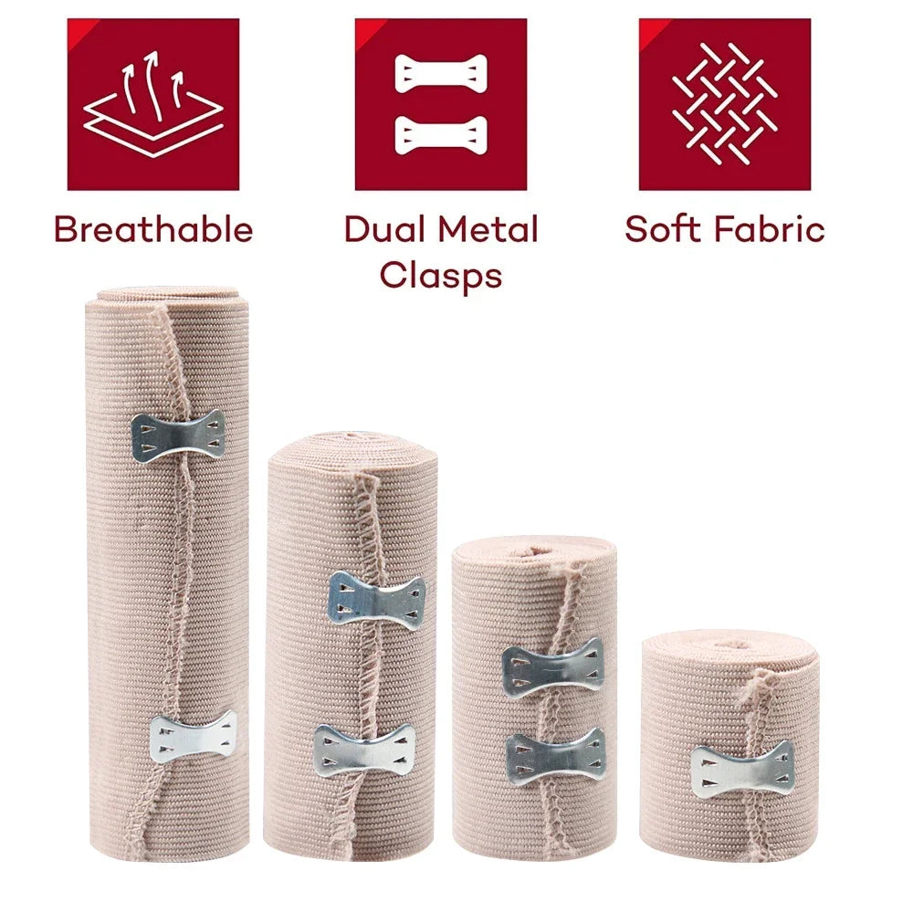 Premium Elastic Compression Bandage Wrap - Latex-Free, Self-Closure, Ideal for Sports & First Aid