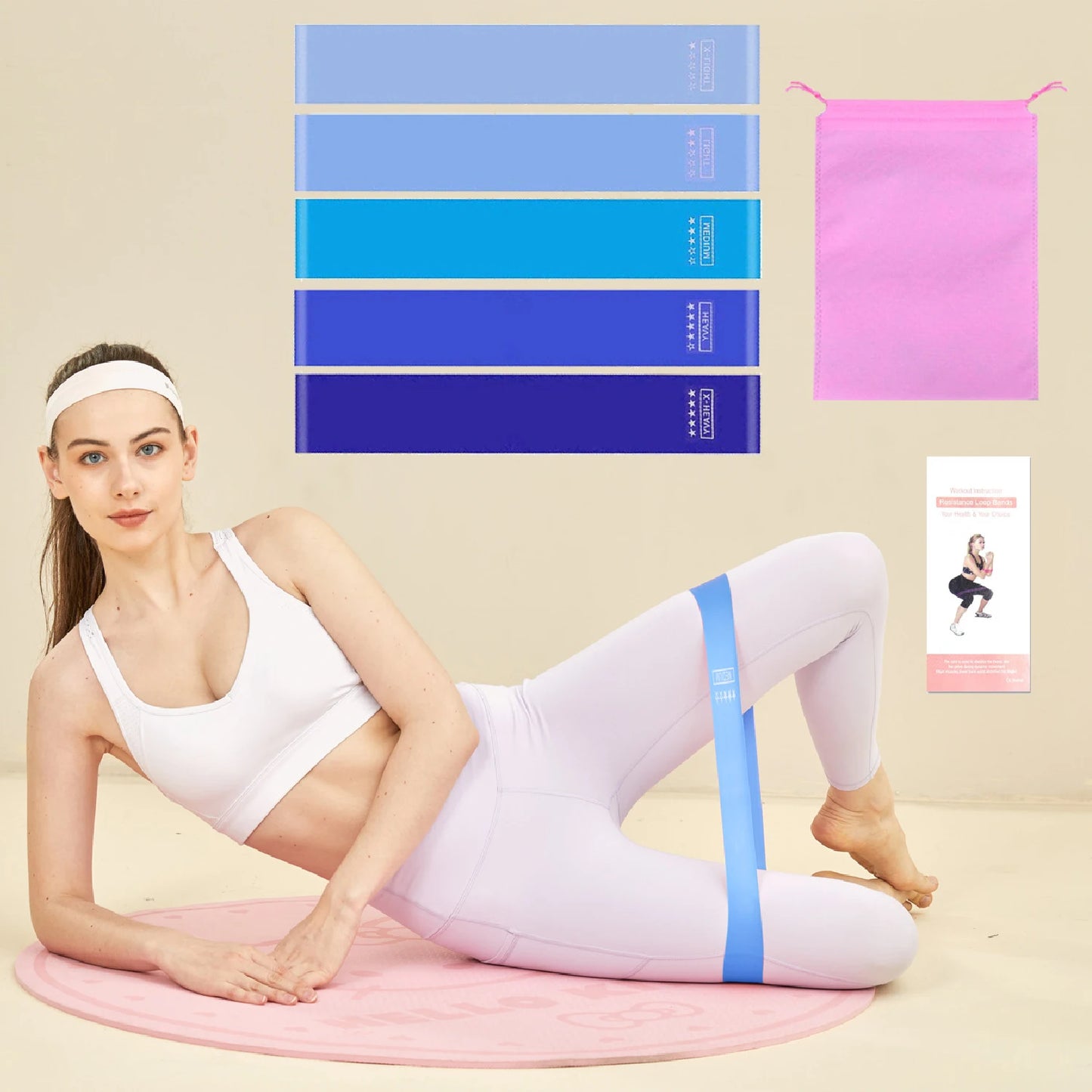 Fitness Elastic Resistance Bands – Home Training, Yoga & Pilates Workout Equipment