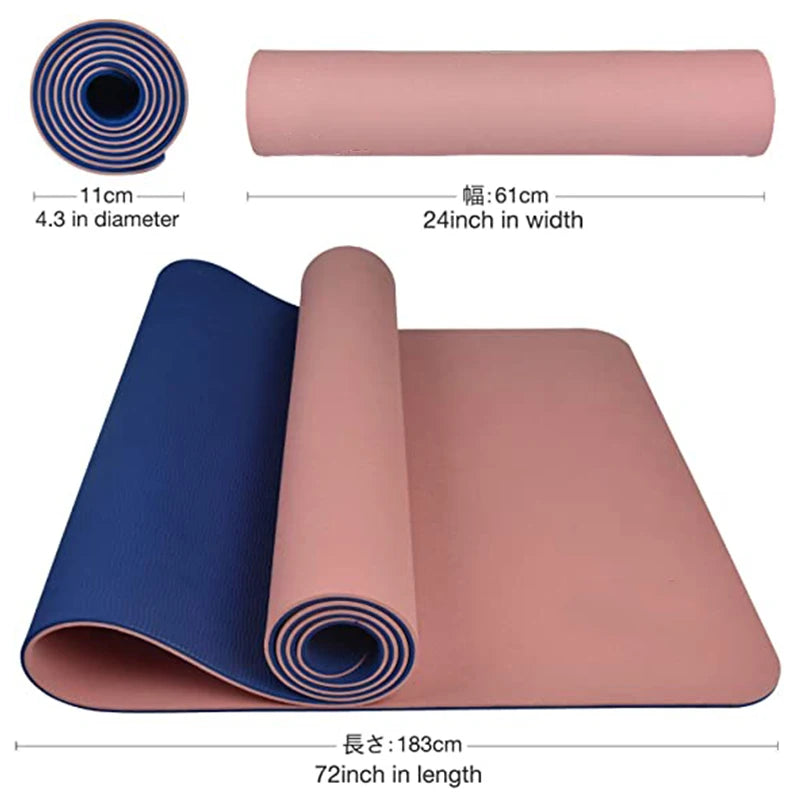 High-Quality Thick Two-Color TPE Yoga Mat – Non-Slip, 180x57cm for Home Fitness