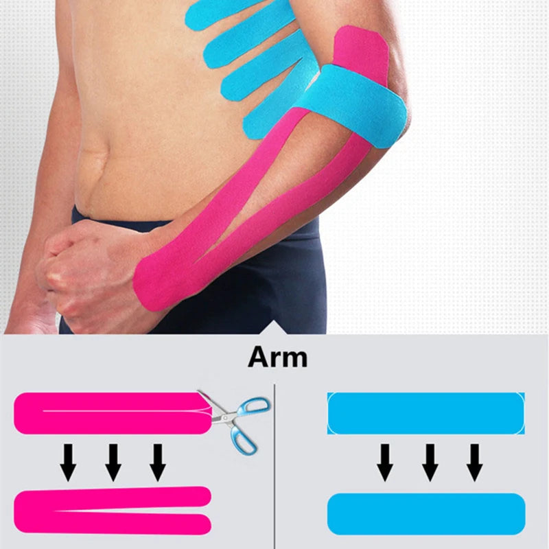 5M Breathable Cotton Kinesiology Tape - Elastic Muscle Support for Injury & Pain Relief