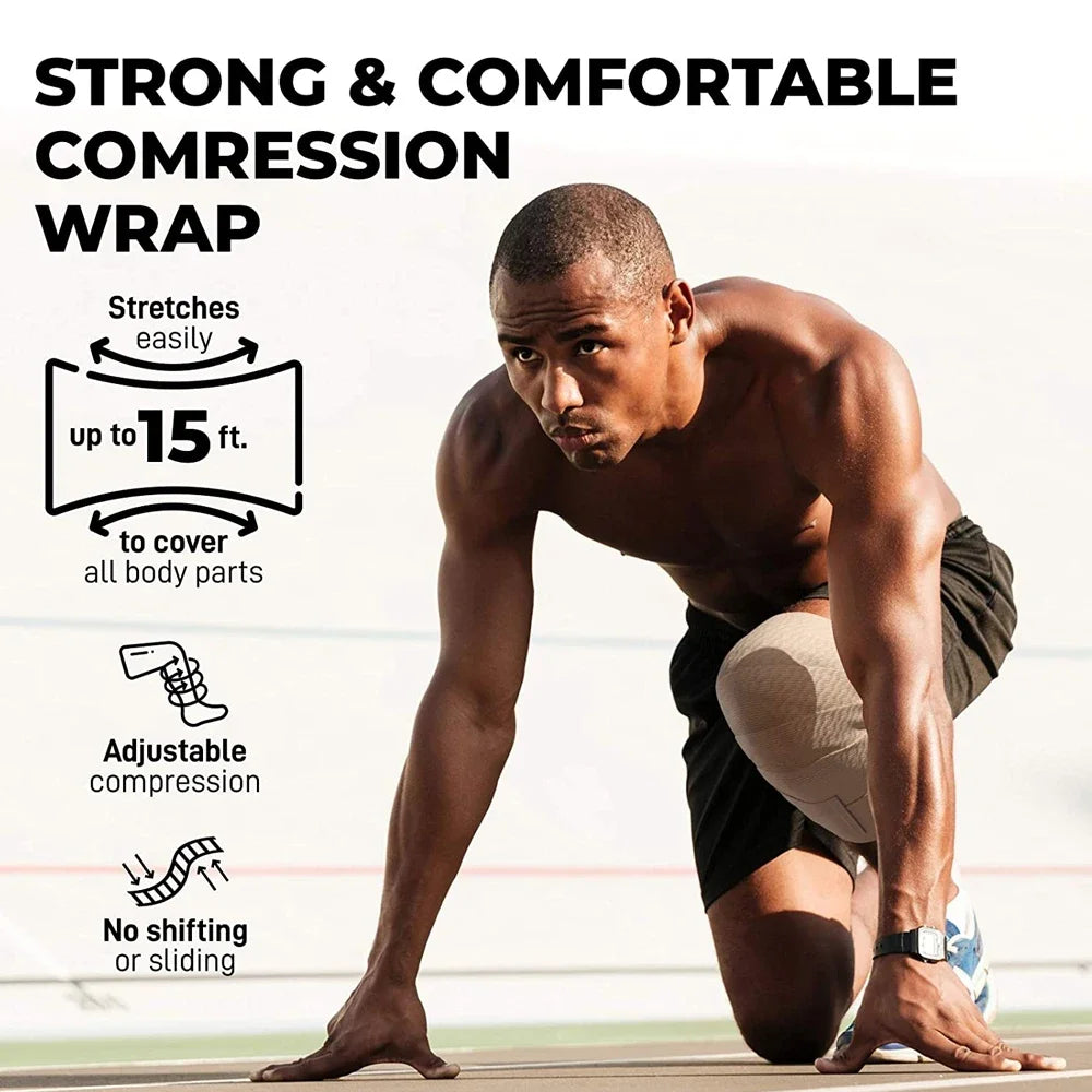 Premium Elastic Compression Bandage Wrap - Latex-Free, Self-Closure, Ideal for Sports & First Aid