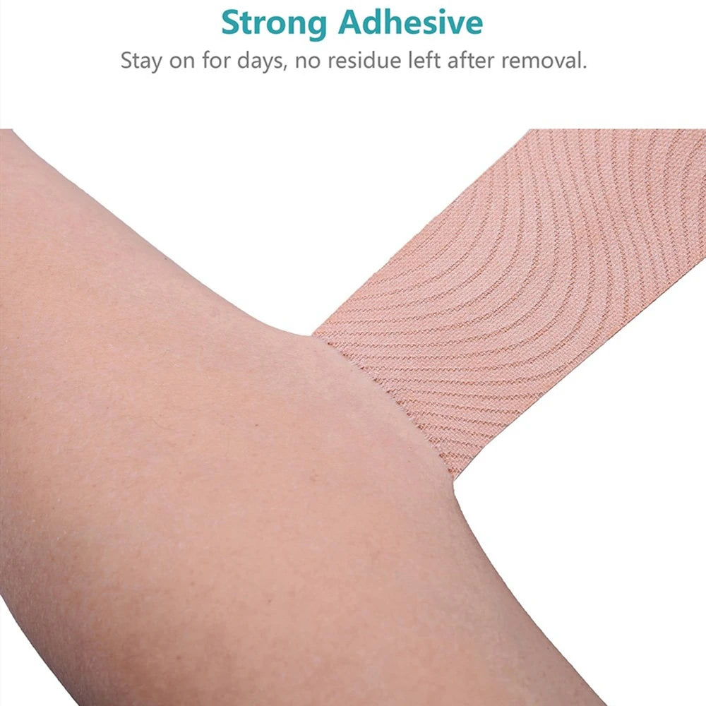 5M Breathable Cotton Kinesiology Tape - Elastic Muscle Support for Injury & Pain Relief