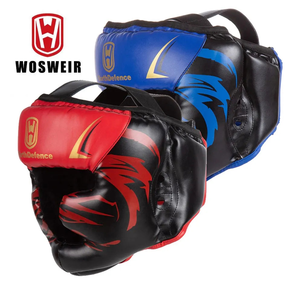 WOSWEIR  Kick Boxing Helmet Men Women PU Karate Muay Thai Guantes De Boxeo Free Fight MMA Sanda Training Adult Kid Equipment