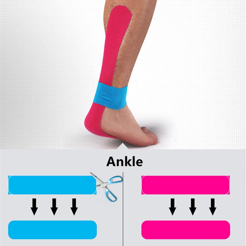 5M Breathable Cotton Kinesiology Tape - Elastic Muscle Support for Injury & Pain Relief