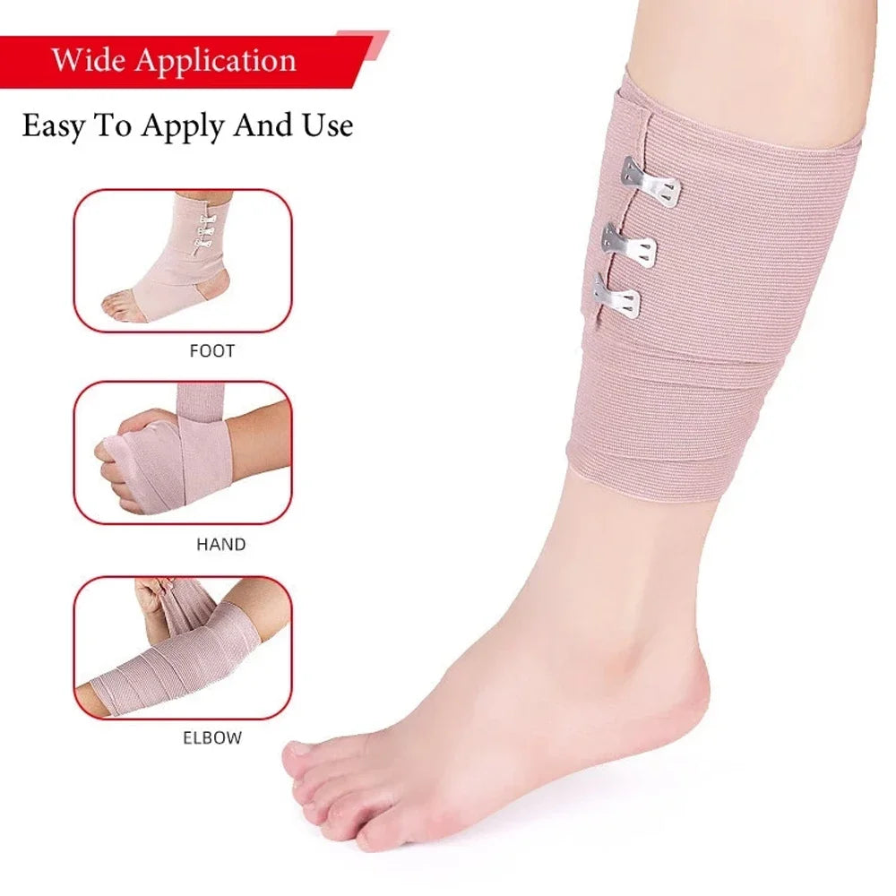 Premium Elastic Compression Bandage Wrap - Latex-Free, Self-Closure, Ideal for Sports & First Aid